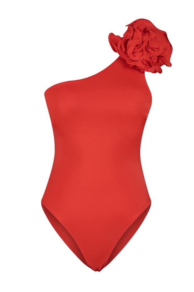 Ciemnoczerwony bikini z aplikacją, z jednym ramiączkiem, brazylijskie TBESS23MA00401 - 7