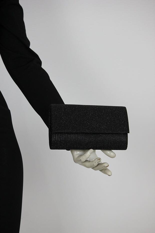 Black Breasted Lurex Women's Evening Dress Portfolio Bag