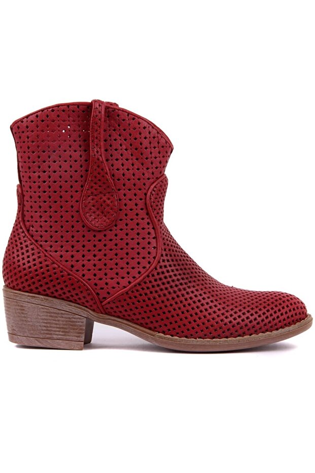 - Burgundy Zipperless Women's Summer Boots 105-2596-Venus