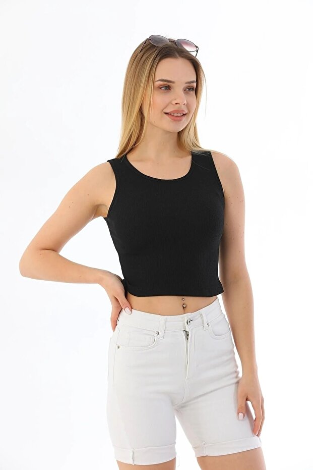 Halter Neck Ribbed Crop Undershirt - 5