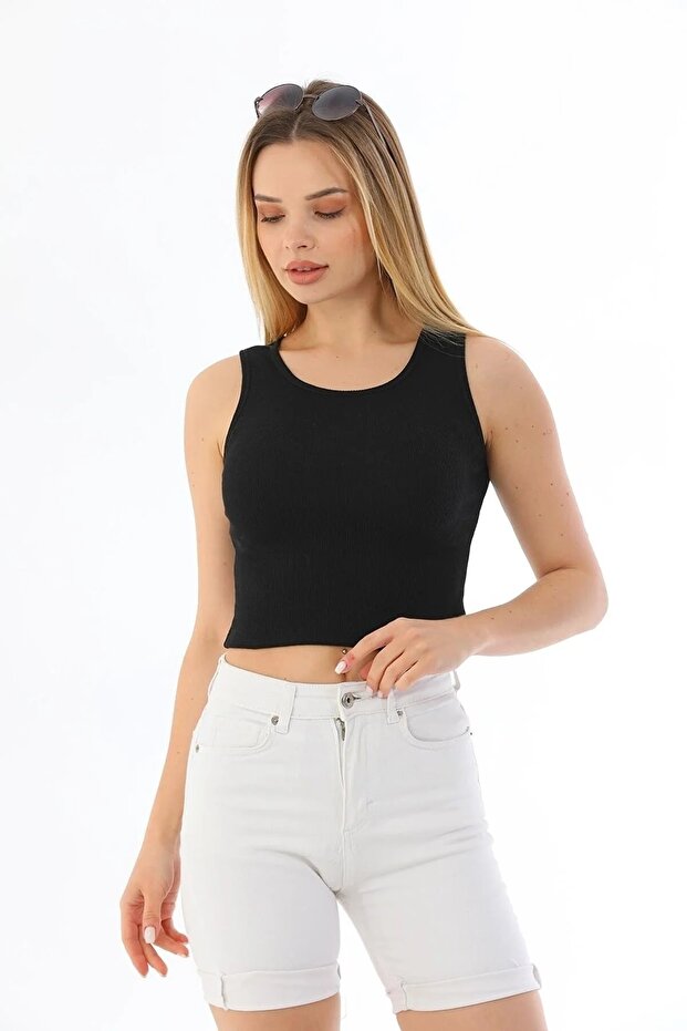 Halter Neck Ribbed Crop Undershirt - 6