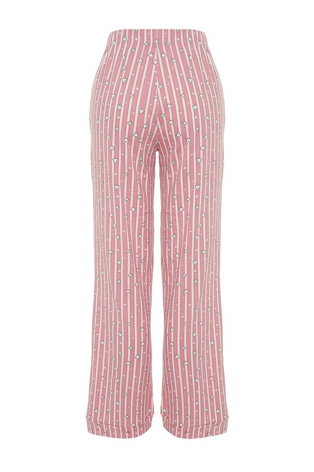 Pembe Pamuklu Çizgili ve Kalpli Örme Pijama Altı THMSS23PJ00002 - 8