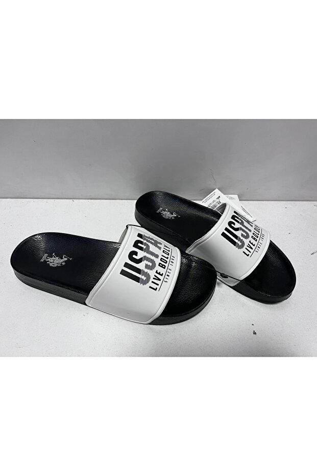 US Polo AssnMen's White Color Single Strap Slippers Gusty