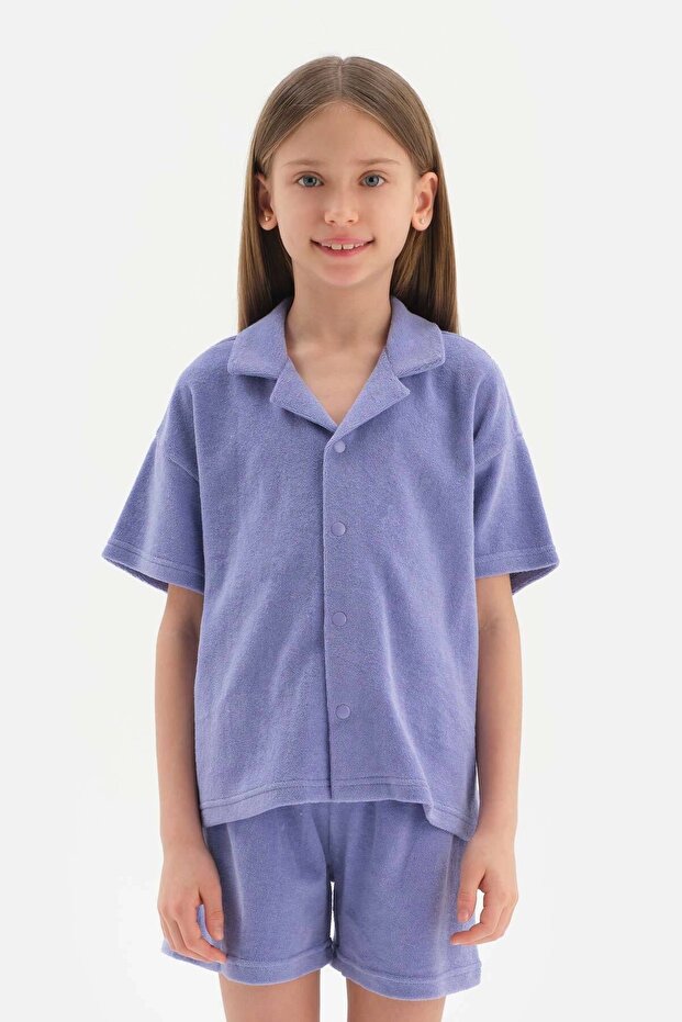 Lila Kız Çocuk Havlu Gömlek - 2