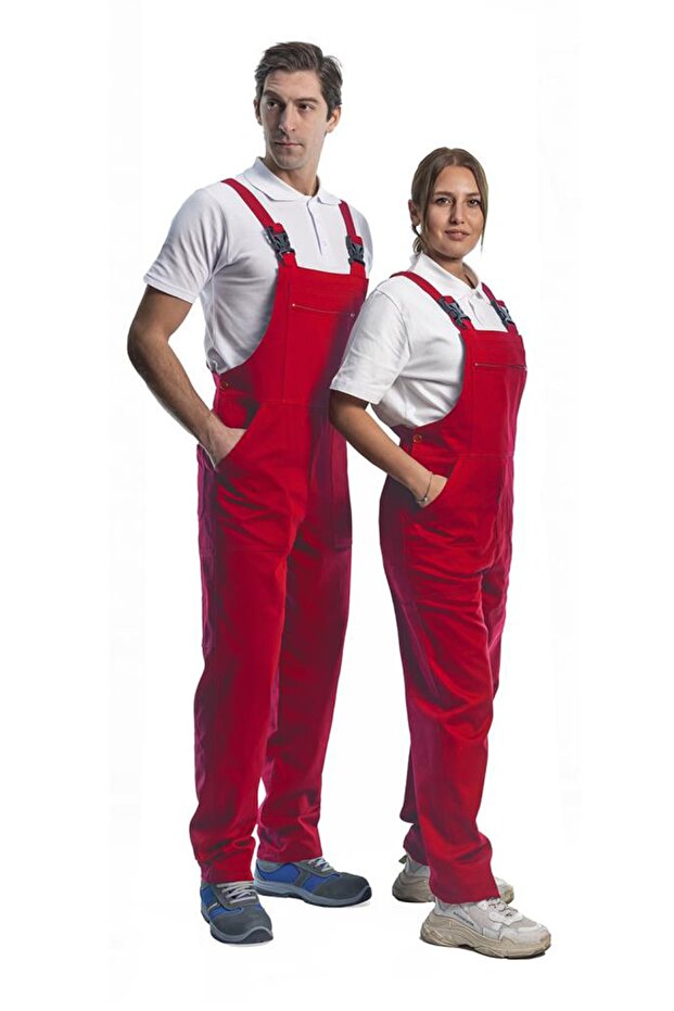 Bahçıvan Tulum, Kırmızı -8e1002- Üniforma, Askılı Tulum - 1