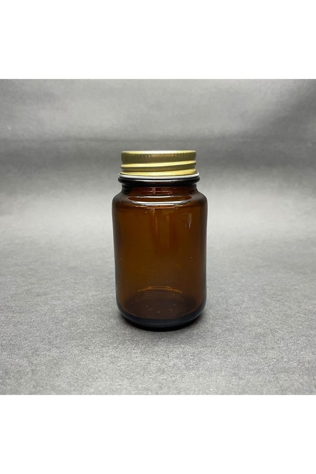 95 Cc Amber Glass Tablet Bottle Gold Metal Lid 95 ml Capsule Medicine Bottle Tablet Jar