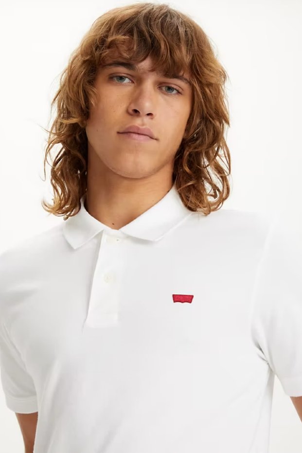 Men's White Polo Neck T-shirt Housemark Logo Slim Fit Polo - A48420002