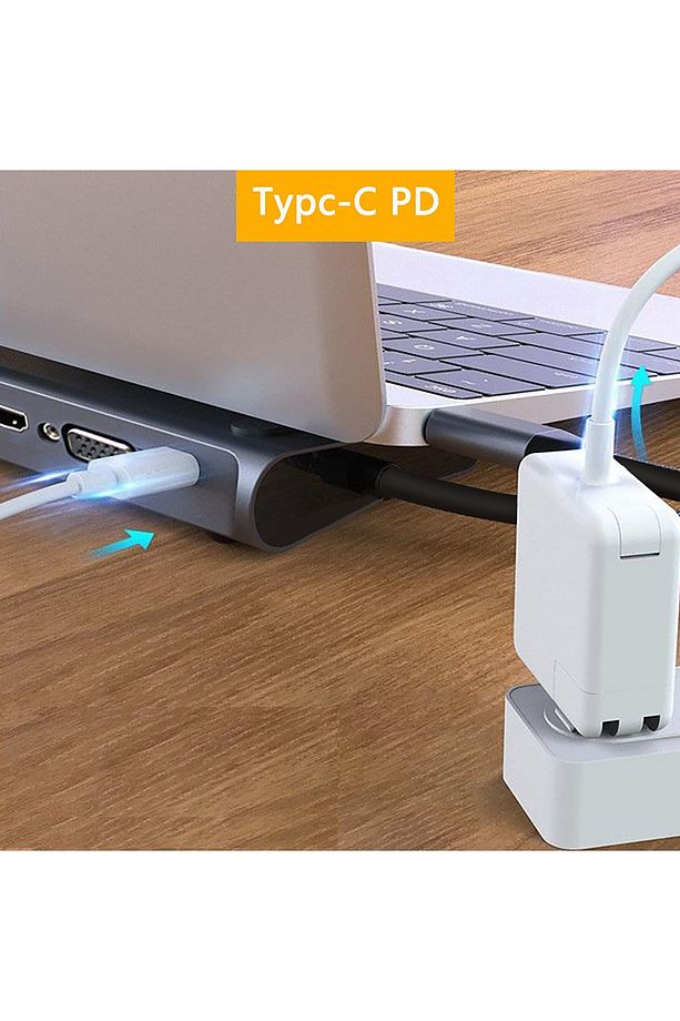 Mst-14u 14ın1 Stand Özellikli Type-c Hub Usb 3.0-sd/tf-rj45-hdmı-vga-usb-c 60w Dönüştürücü - 4
