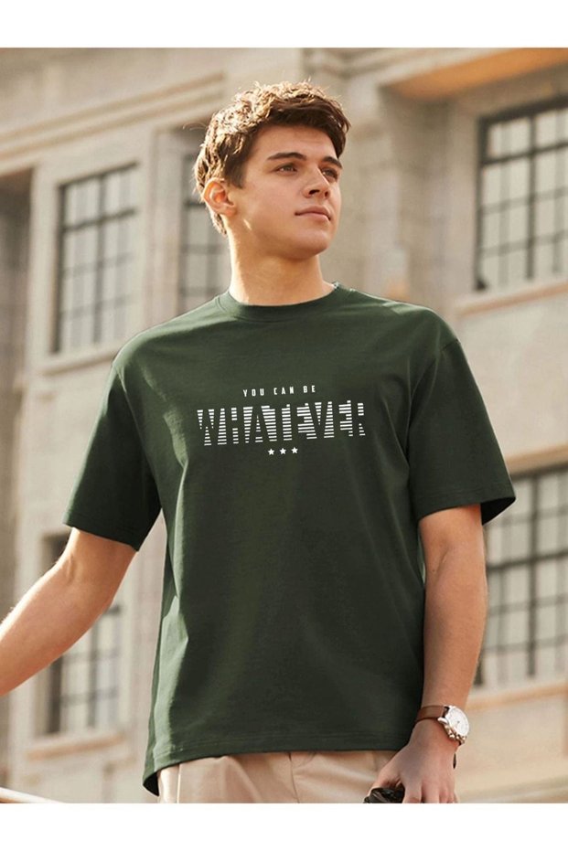 Unisex Green Whatever Printed Oversize T-shirt