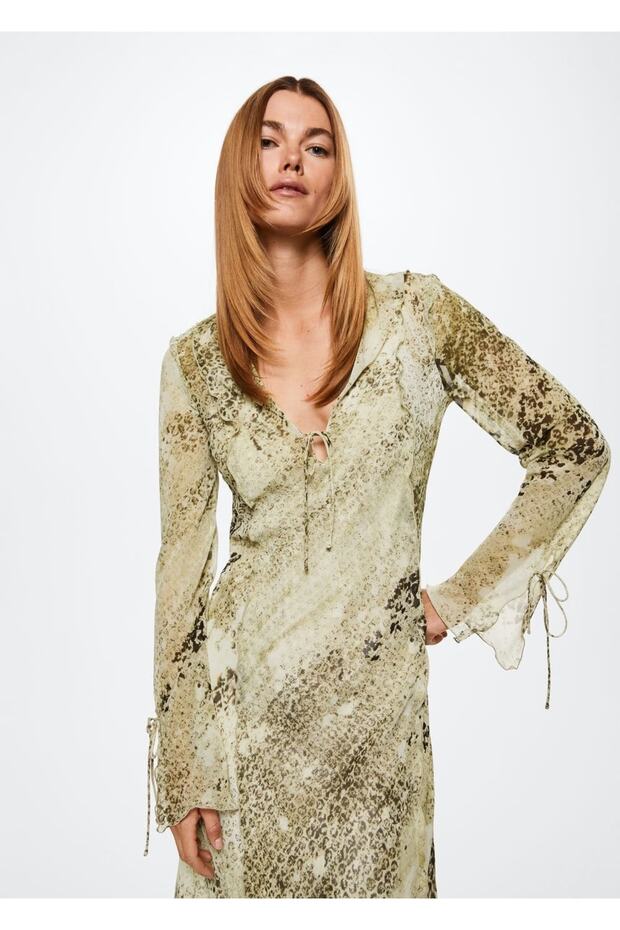 Leopar Desenli Elbise - 1