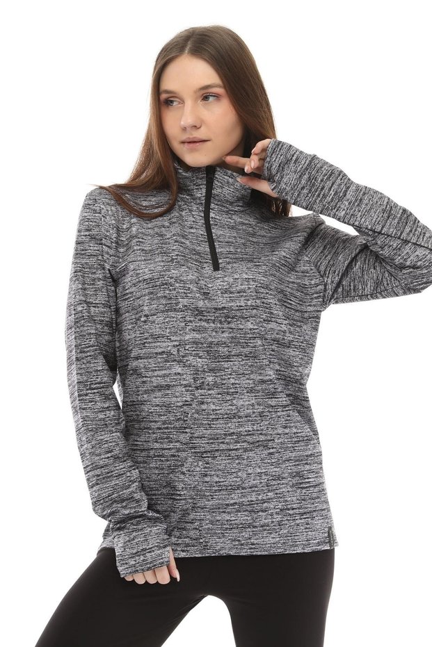 Women's Running Moisture Wicking UV Sun Protection Fence Detailed Long Sleeve Outdoor Sports Tshi