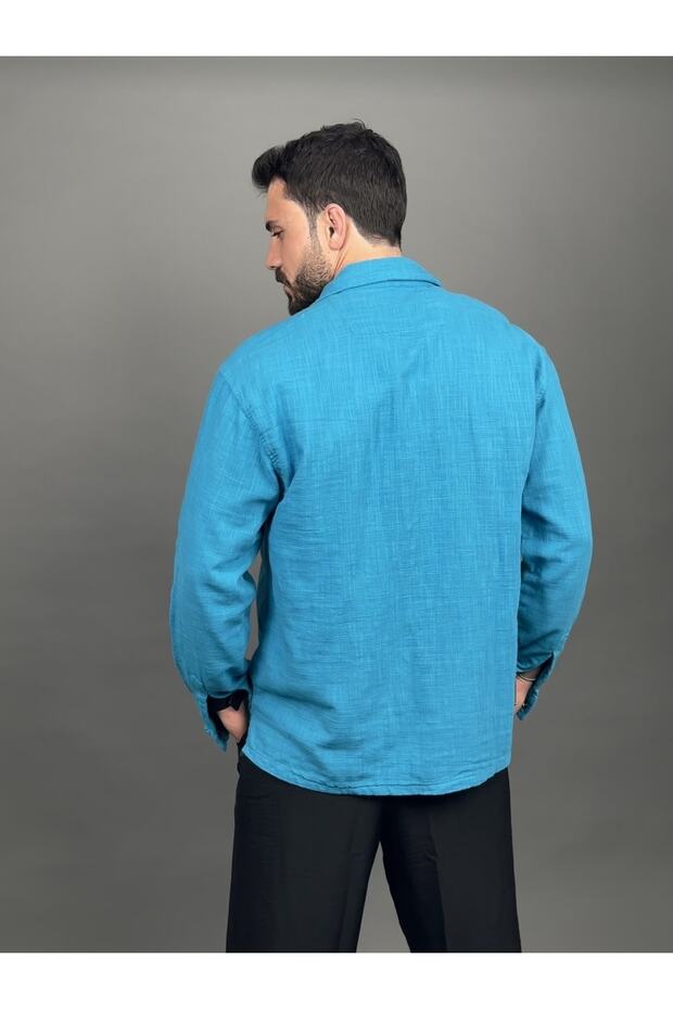 Duble Keten Mavi Ceket - 4