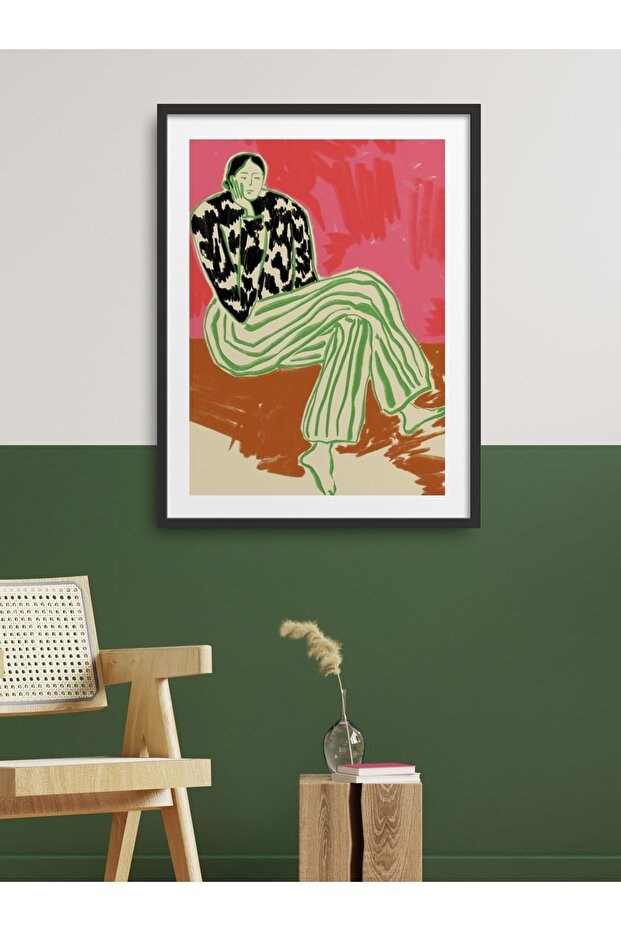 Single Framed Abstract Woman Silhouette Painting 30X40 cm 40X60 cm Black White Wooden Frame Tk/034