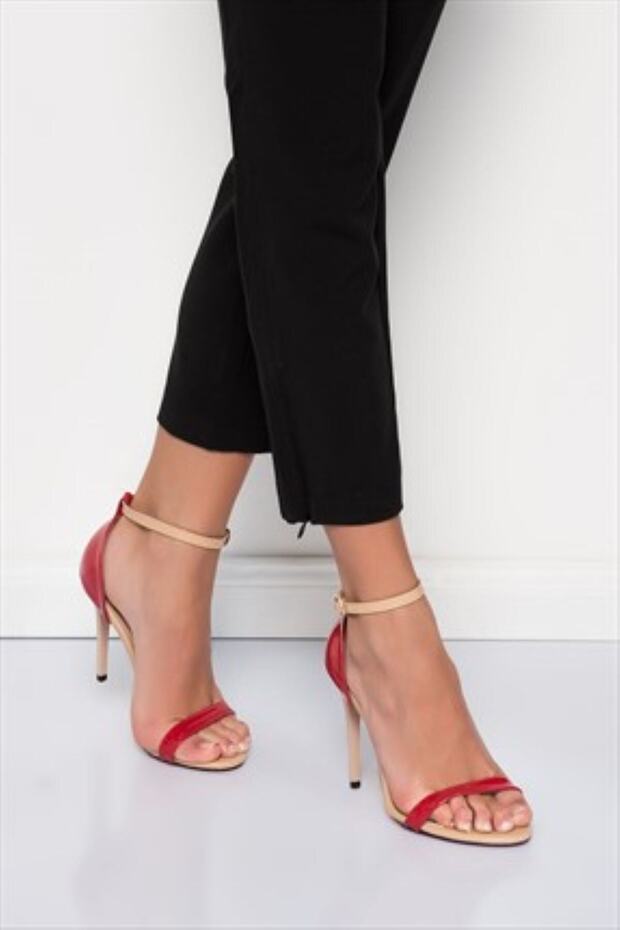 Dámské červené kožené lakované boty na podpatku 7749112608 - 3