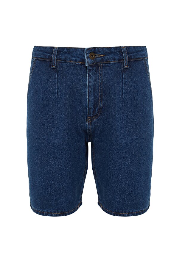 Lacivert Pileli Regular Şort & Bermuda TMNSS21SR0493 - 14