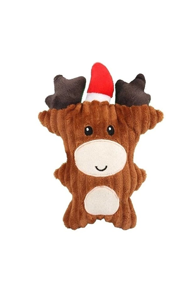 Cute Christmas-themed Plush Toy with Sound and Christmas Hat, 16 cm