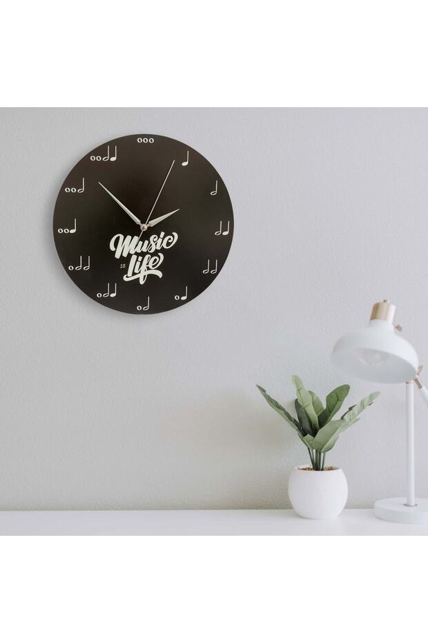 Decorative Black Music Notes Theme Round Wall Clock - 1