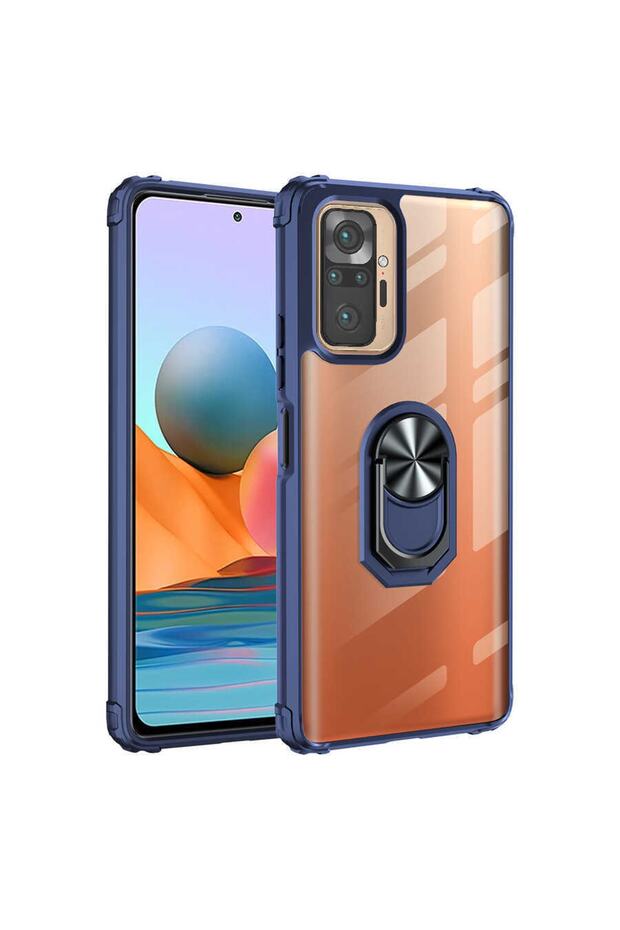 حافظة هاتف Xiaomi Redmi Note 10 Pro ذات حماية كاملة وغطاء شفاف بحامل حلقي