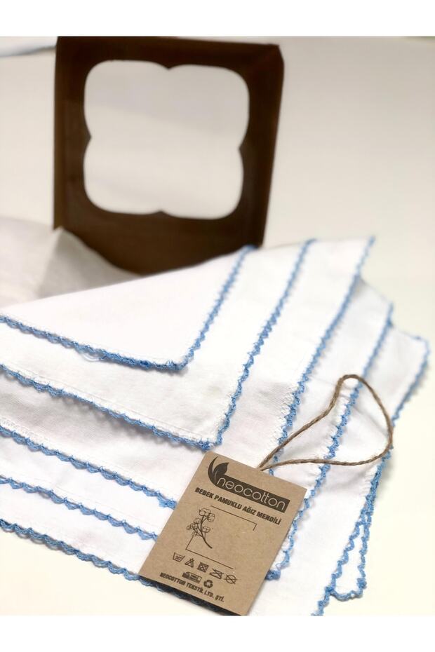 Double Layer Embroidered Cotton 5 Pack Baby Care Wipes (22x22 Cm)