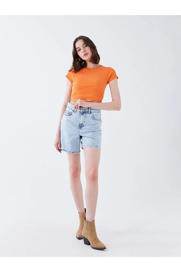 LCW Yüksek Bel Dar Fit Kadın Jean Şort - 1