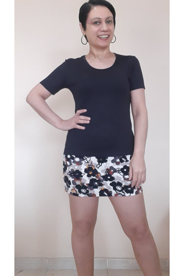 Black Short Sleeve Combed Cotton Viscose Bady T-Shirt