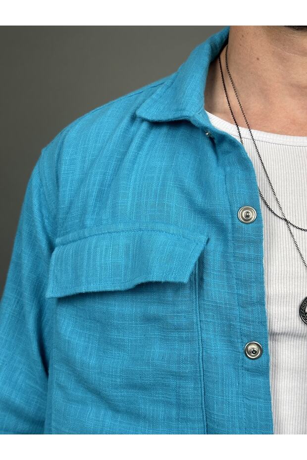 Duble Keten Mavi Ceket - 5