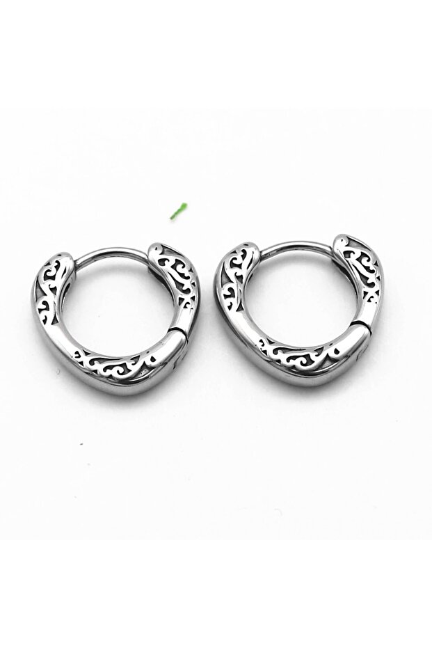 Boutique Patterned Ring Drop Model Boutique Embroidered Fine Snap 316l Steel Men's Earrings