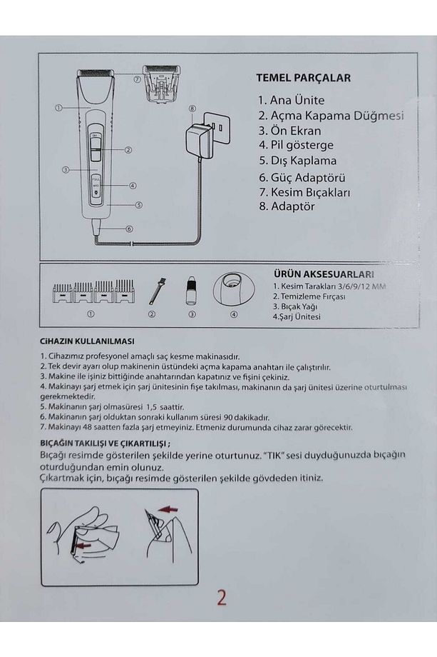 Şarjlı Ense Faul Makinesi Trnsacks0034 Yeni Güçlü Batarya Kirli Sakal Makinesi - 6