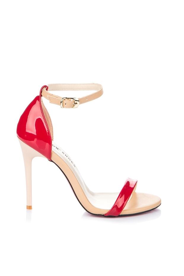 Dámské červené kožené lakované boty na podpatku 7749112608 - 2