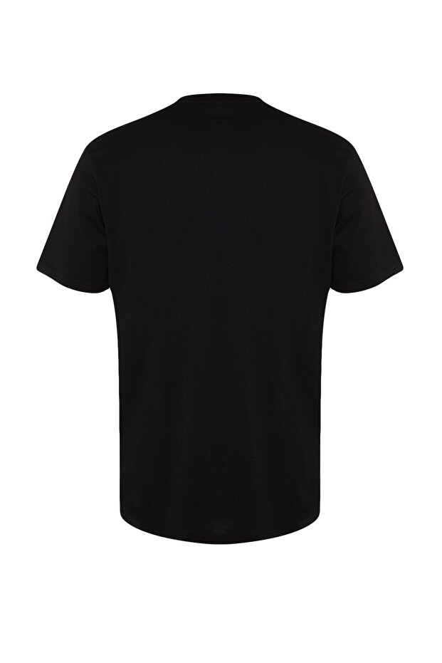 Siyah Basic %100 Pamuklu Regular/Normal Kesim Bisiklet Yaka T-Shirt TMNSS21TS0808 - 10