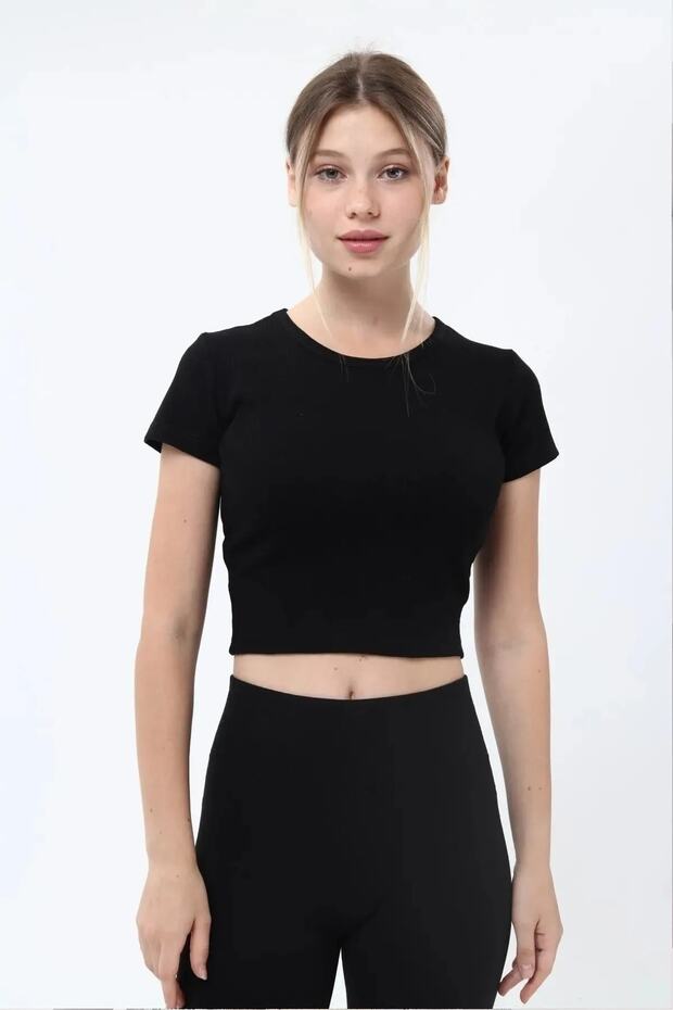 Women's Ribbed Short Sleeve Crop Tshirt