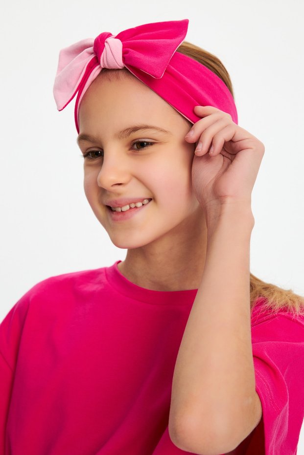 Girl's Cotton Combed Non-Slip Anti-Sweat Ultra Light Flexible Hair Band with Bow Tie Bandana