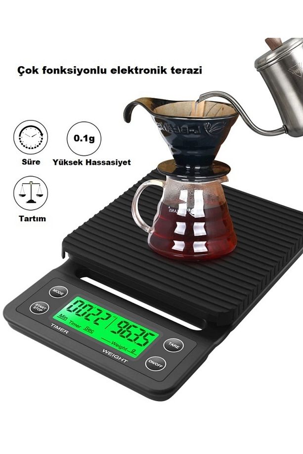 Kahve Demleme Seti Dripper Kahve Terazisi 3 kg 0.1 gr - 4
