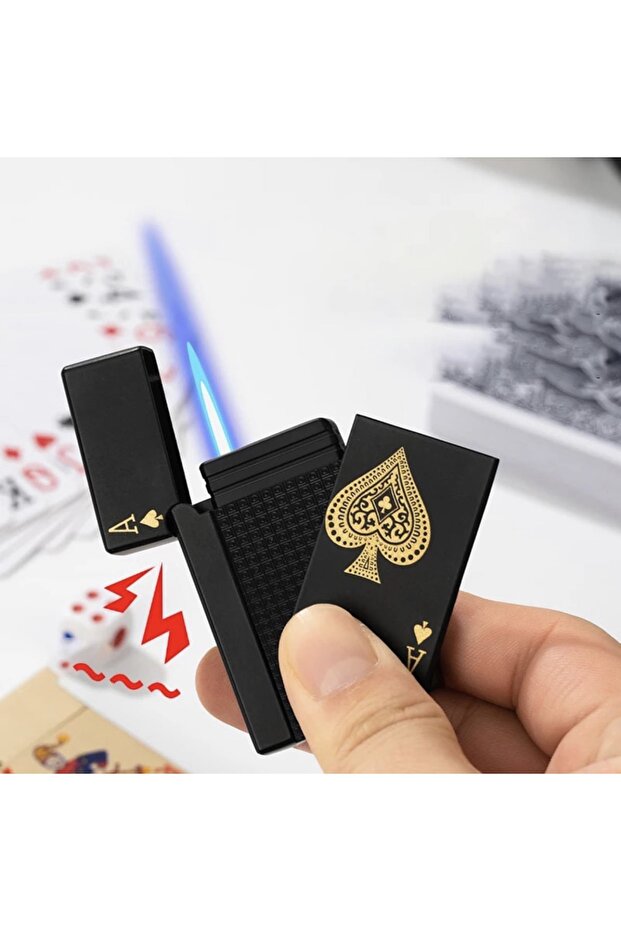 hızıroğulları Yaratici Poker Tasarim Jet Alev Oyun Kartı Rüzgar Geçirmez Çakmak