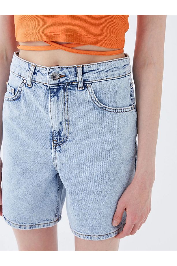 LCW Yüksek Bel Dar Fit Kadın Jean Şort - 3