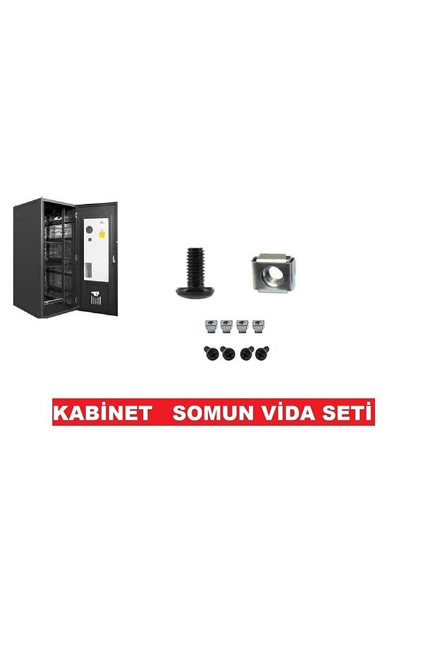 Kabinet M6 Rack Kabin-server Kafes Somun Siyah Vida (M6X15) 24 Set - 1