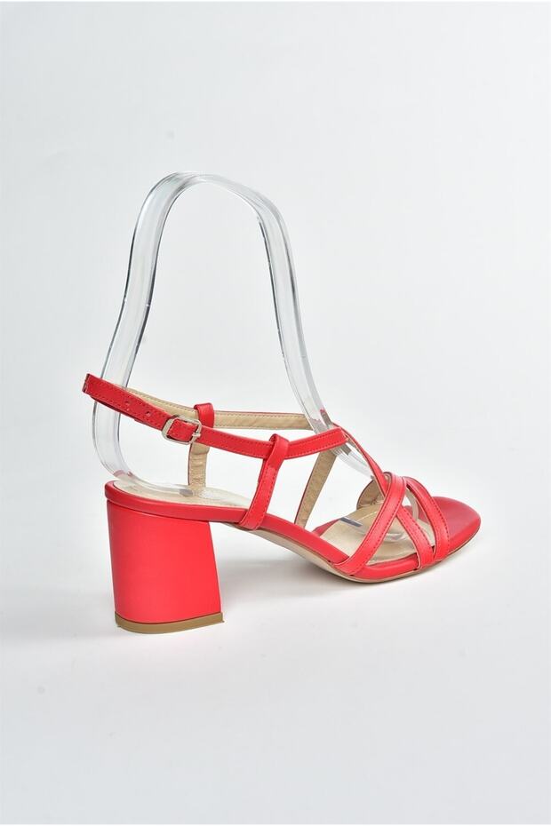 Červené dámské klasické boty na podpatku F654028009 - 5