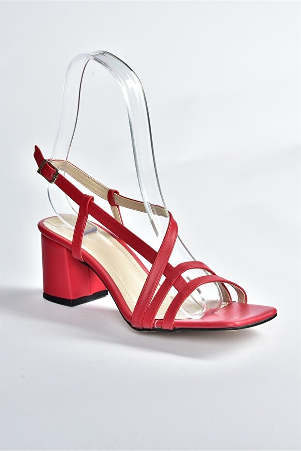 Červené dámské boty na podpatku H922741009 - 4