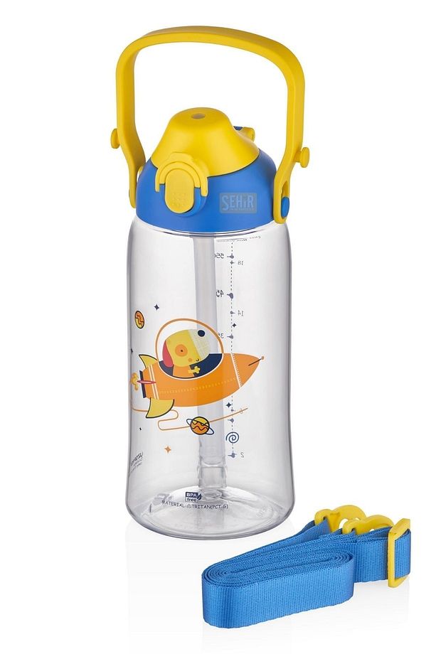 730ml  Askılı Kulplu Pipetli/pipetsiz Kullanım Tritan Çocuk Su Matarası - 1