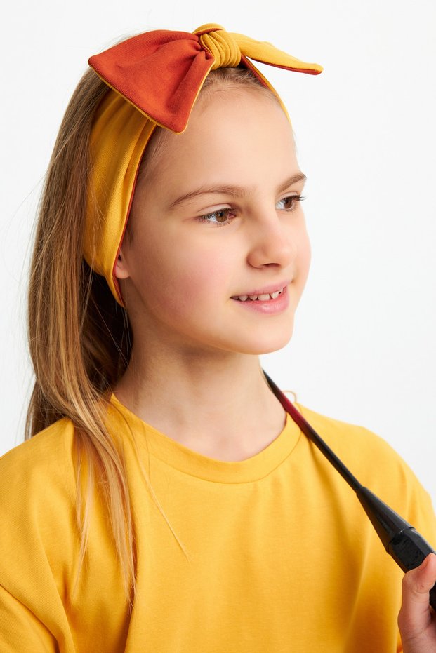Girl's Cotton Combed Cotton, Anti-Slip, Anti-Sweat, Ultra Light Flexible Hair Band with Bow Tie Bandana