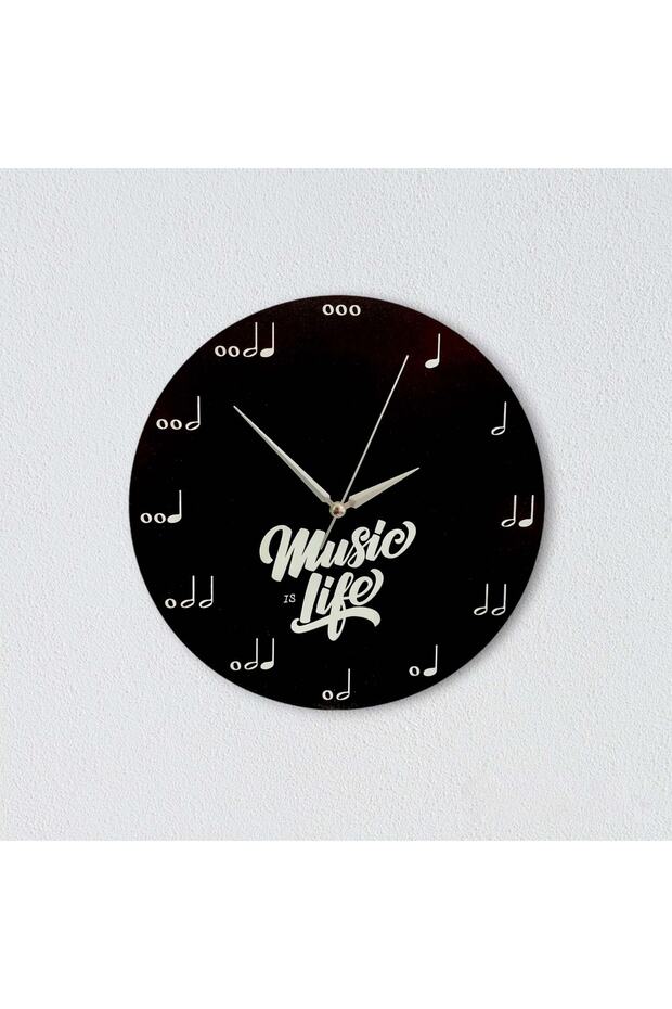 Decorative Black Music Notes Theme Round Wall Clock - 3