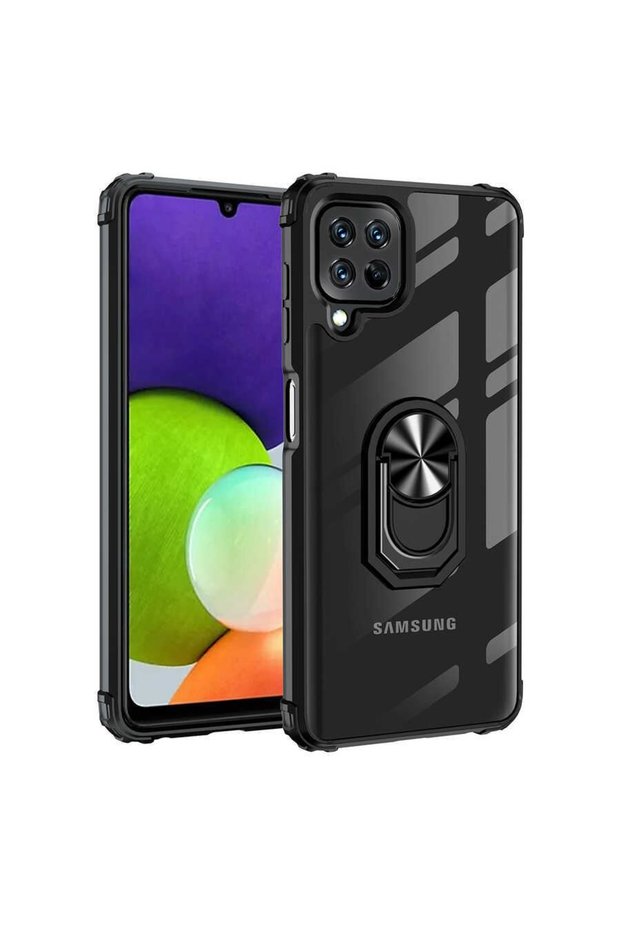 Samsung Galaxy M32 Case Full Protection of Edges Transparent Ring Stand Break Cover