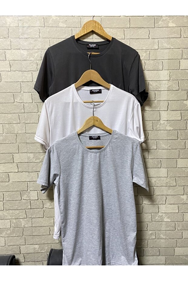 100% Cotton Single Jersey Smoked White Gray Color Crew Neck T-Shirt
