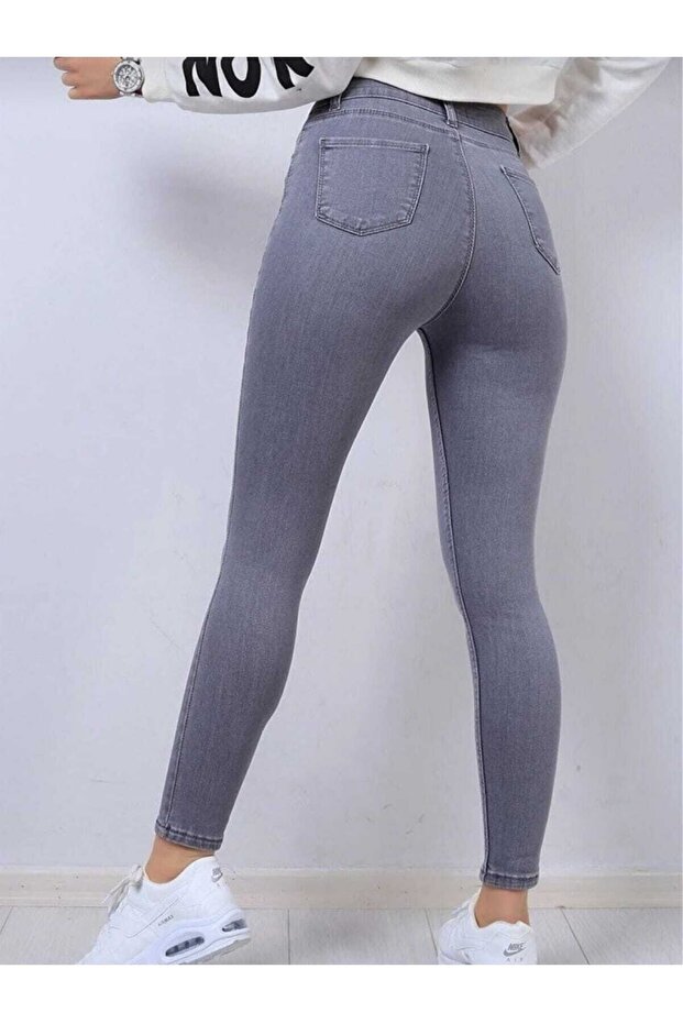 Siesta Women's Gray Skinny Leg Jeans Colorfast Power Lycra Combining Trousers