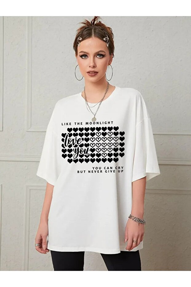 Love You Printed White T-Shirt