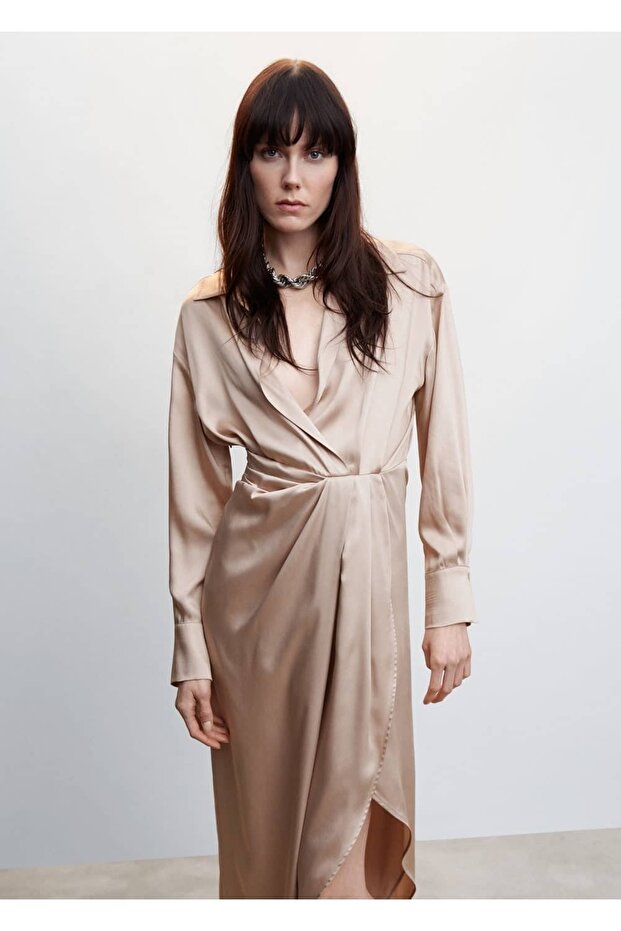 Satinkleid mit Seitenschlitz - 1