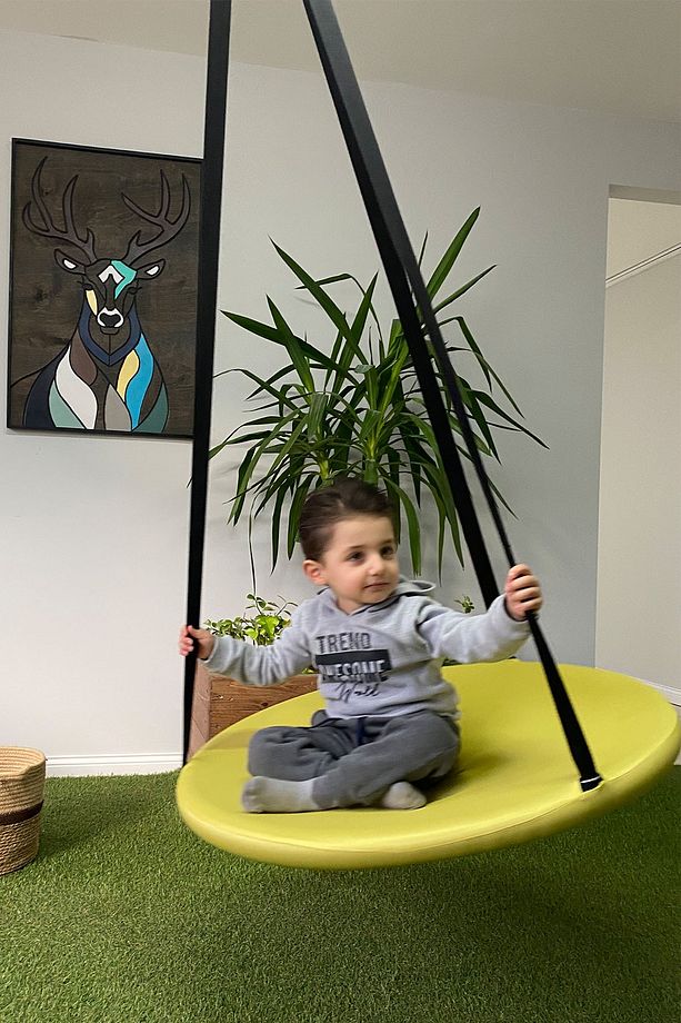 Tavana Asılan Ev Tipi Çocuk Salıncağı - Yuvarlak Bebek Çocuk Hamak Salıncak (SARI) - 6