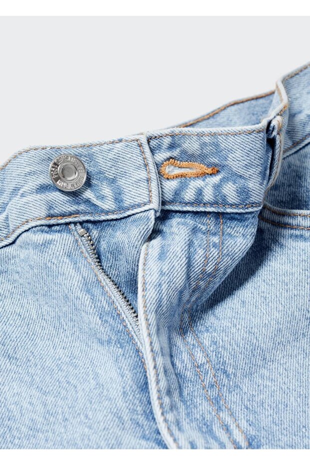 Yüksek Belli Denim Şort - 5