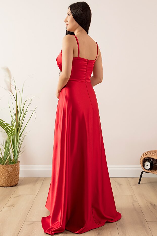 Saten Askılı Elbise 13384 - 7