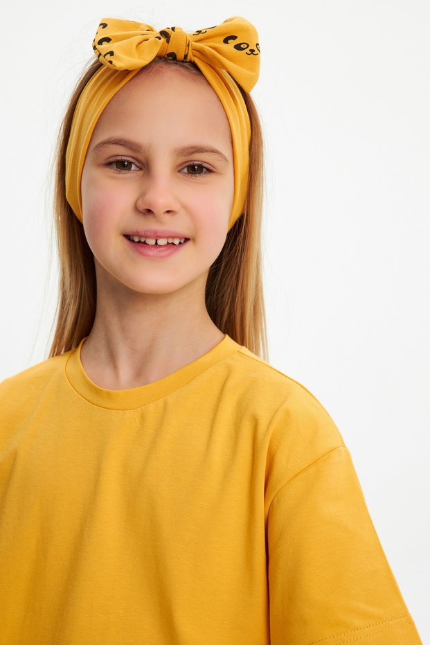 Girl's Cotton Combed Cotton, Anti-Slip, Anti-Sweat, Ultra Light Flexible Hair Band with Bow Tie Bandana